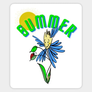 Summer Flower And Ladybug Magnet